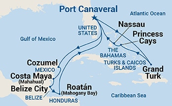 14-Day Caribbean East/West Adventurer Holiday Itinerary Map