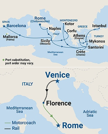 20-Day Classic Italy - Tour 4B Itinerary Map