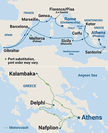 17-Day Best of Greece - Tour 5B Itinerary Map